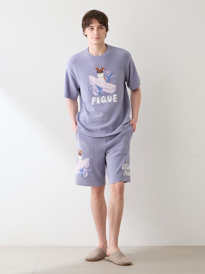 ノゾミイシグロ　アートプリントハーフパンツ ヒラノトシユキ】【HOMME】エアリーモコPLANEDOGジャガードハーフ