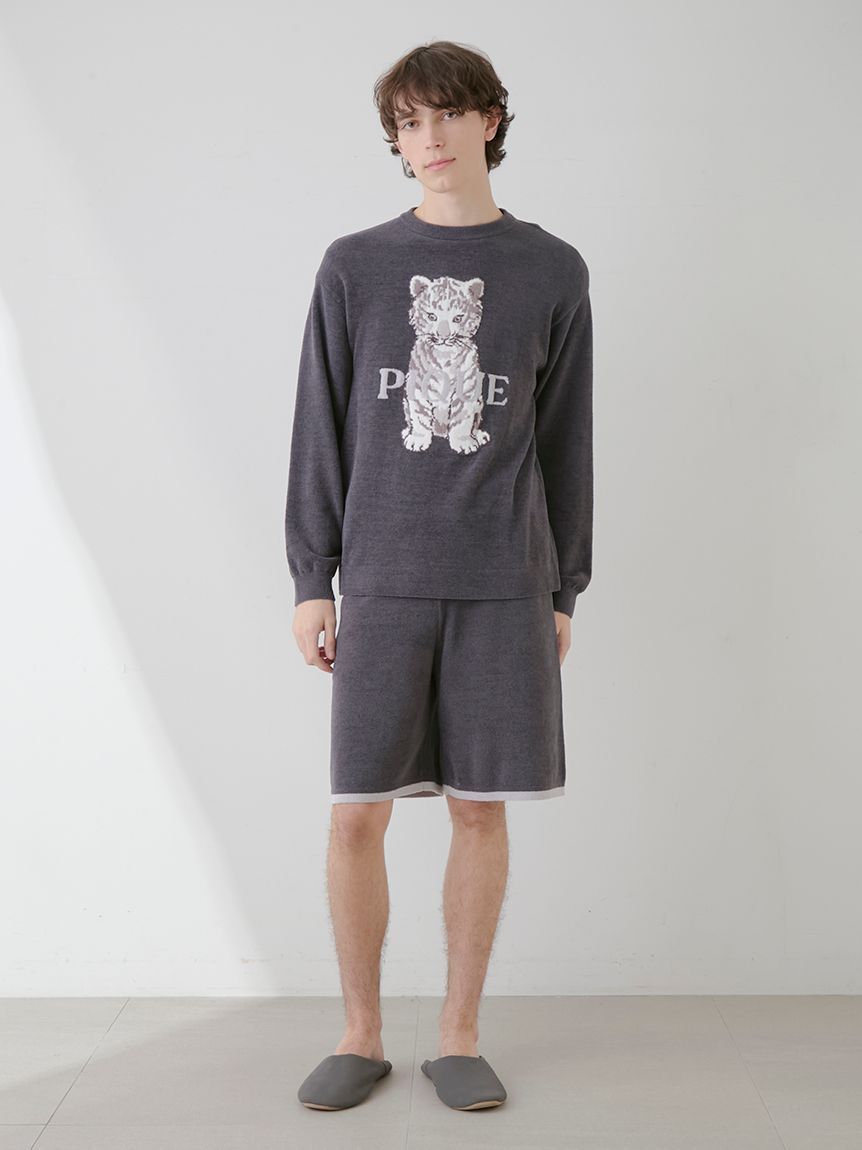 ONLINE限定】【HOMME】ホワイトタイガージャガードプルオーバー