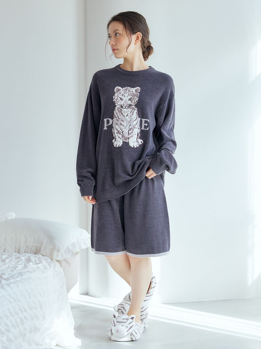 ONLINE限定】【HOMME】ホワイトタイガージャガードプルオーバー