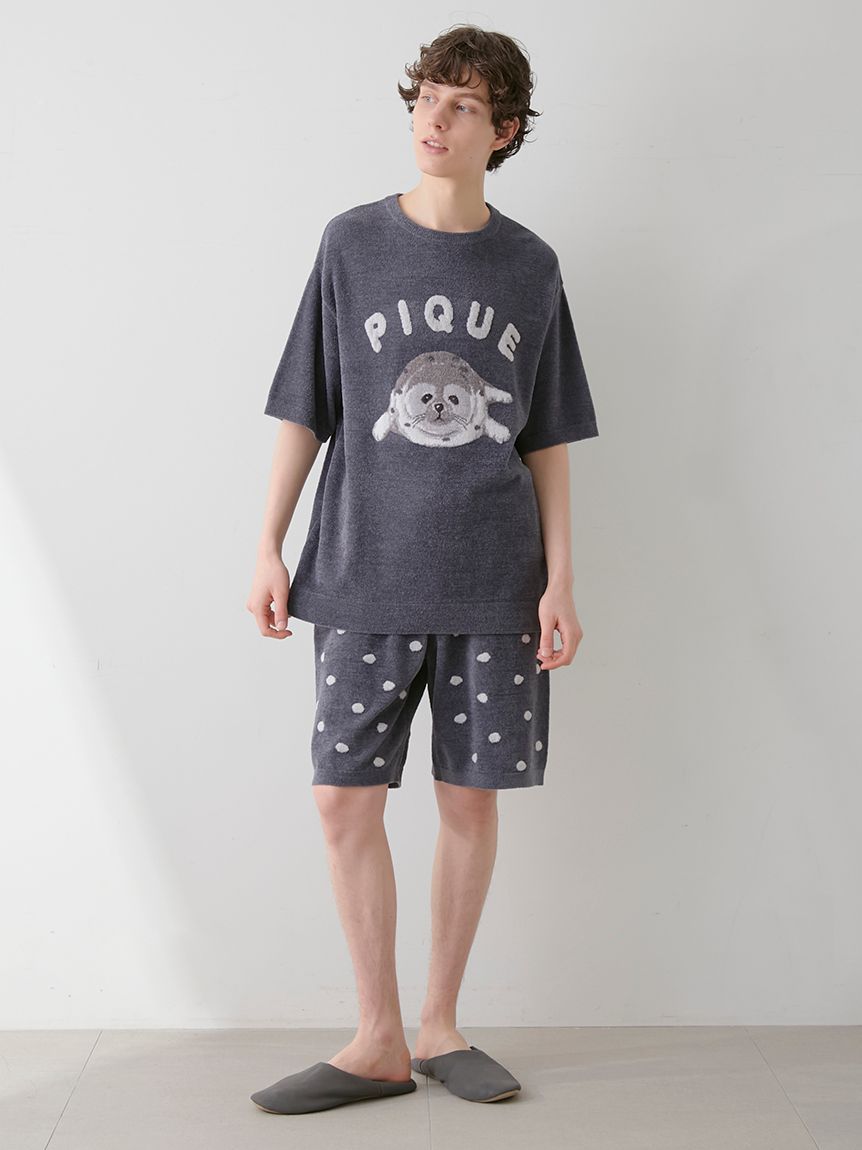 HOMME】あざらしジャガードプルオーバー&ショートパンツセット HOMME】あざらしジャガードプルオーバー&ショートパンツセット