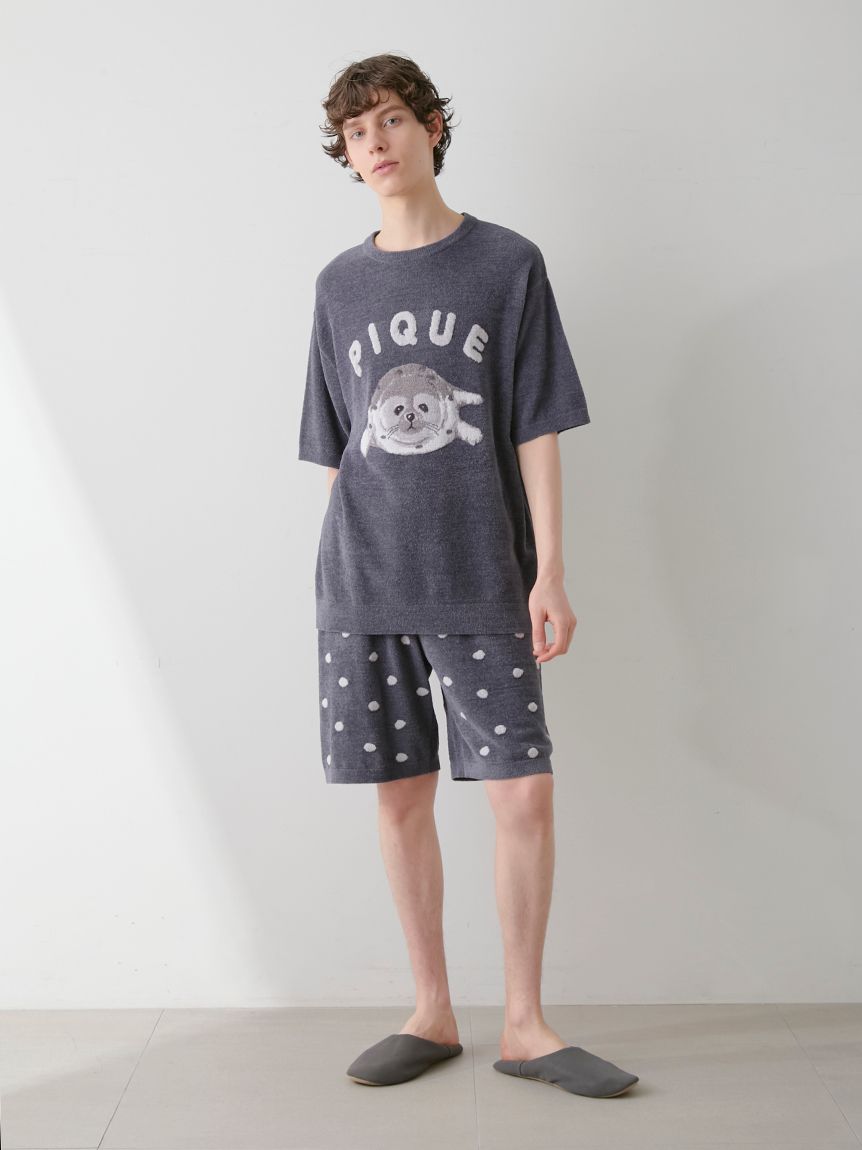 HOMME】あざらしジャガードプルオーバー&ショートパンツセット HOMME】あざらしジャガードプルオーバー&ショートパンツセット