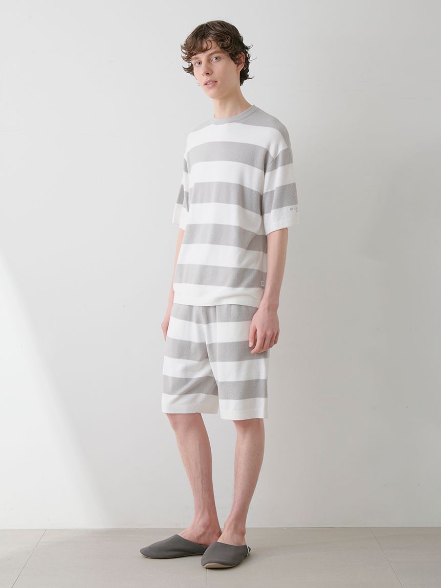 ネイビー【HOMME】ジェラートピケ ボーダーセットアップ
