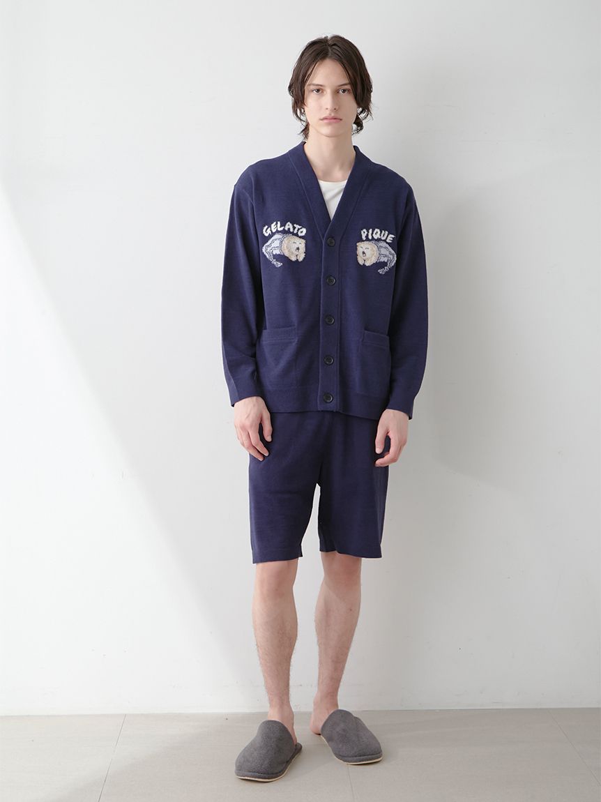 ジェラートピケ　メランジキャットジャガードカーディガン　Мサイズ　未使用タグ付き gelato pique（ジェラートピケ）の「【HOMME】メランジキャット