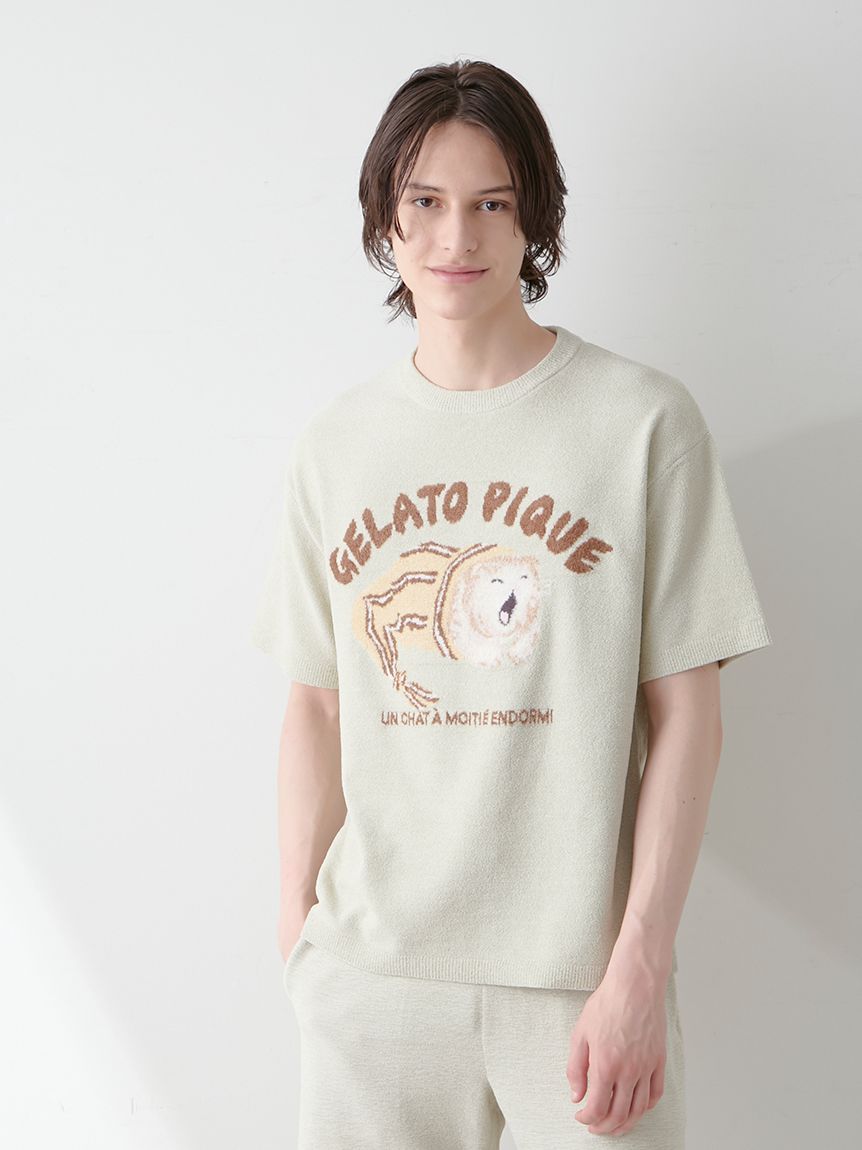 ONLINE限定】【HOMME】sleeping cat ジャガードプルオーバー＆ハーフ