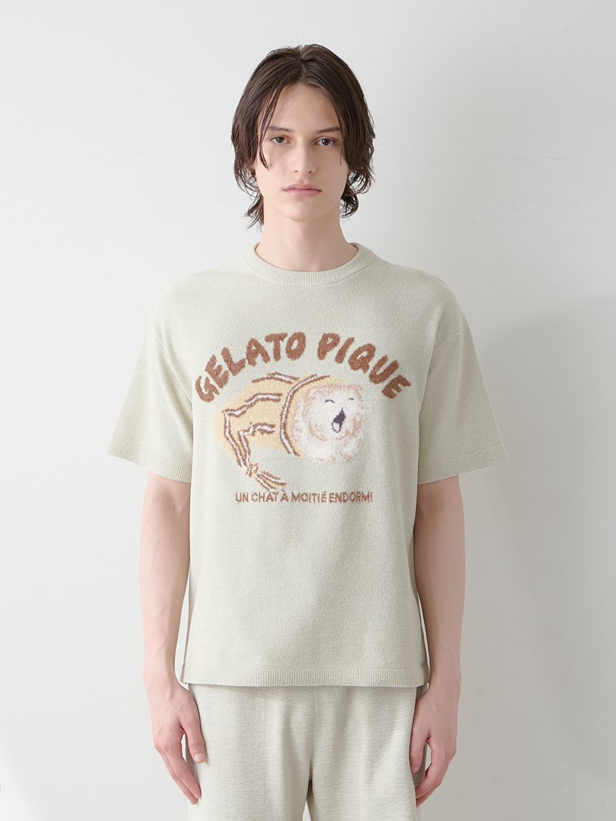 ONLINE限定】【HOMME】sleeping cat ジャガードプルオーバー＆ハーフ