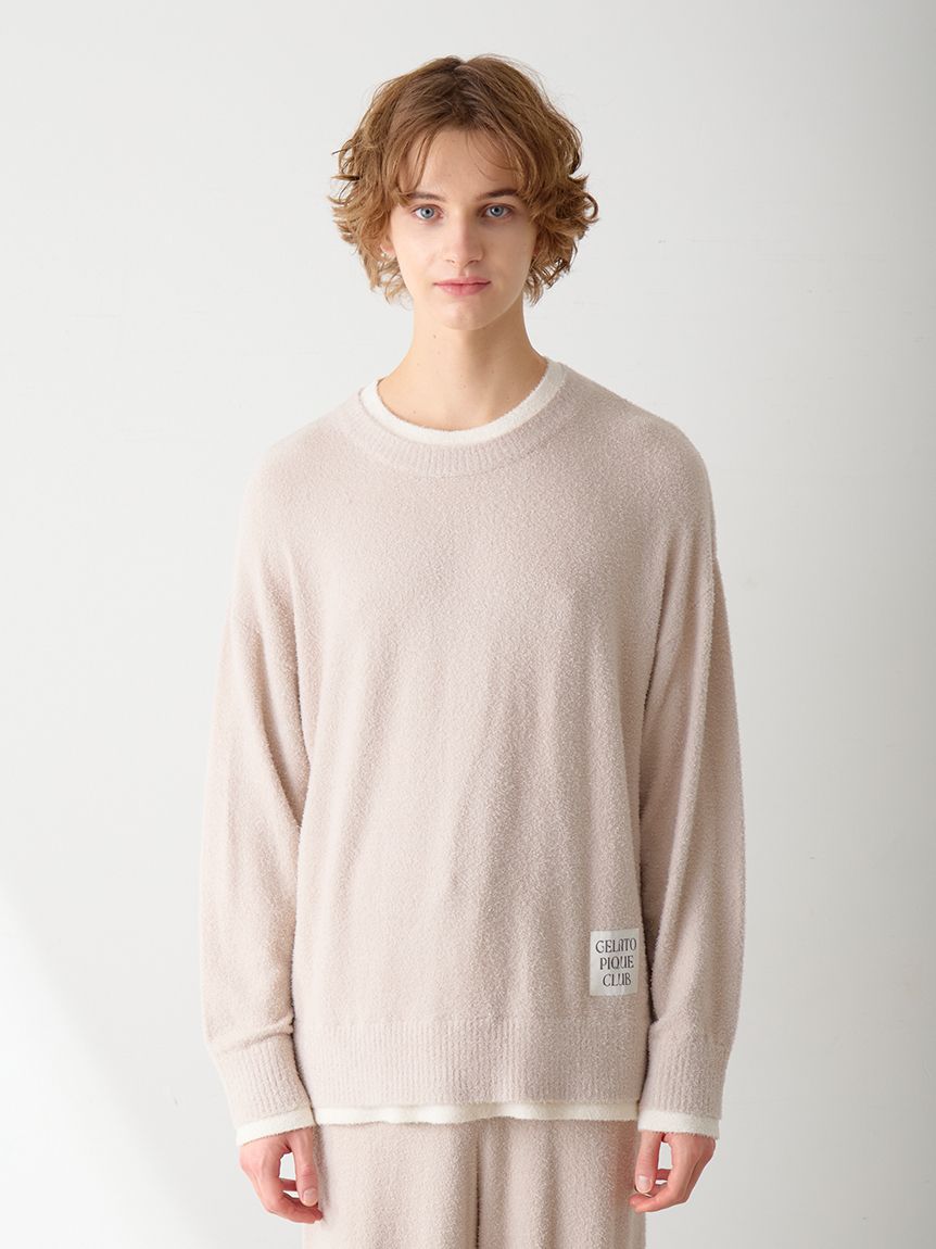 [完売ジェラートピケ] 調温スムーズィープルオーバー&ロングパンツ　vネック ジェラートピケ調温スムーズィープルオーバー&ロングパンツセットネイビー