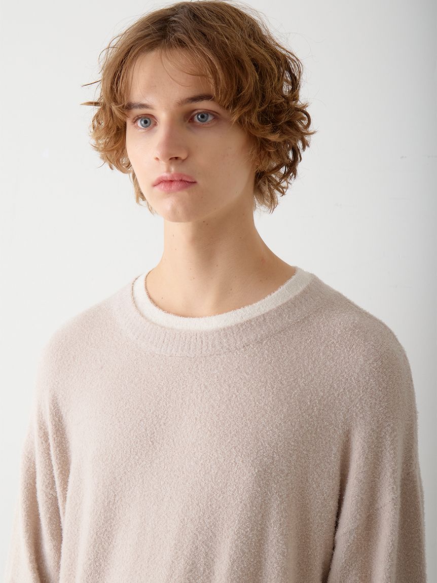 HOMME】レイヤードホットスムーズィープルオーバー(ニットプルオーバー