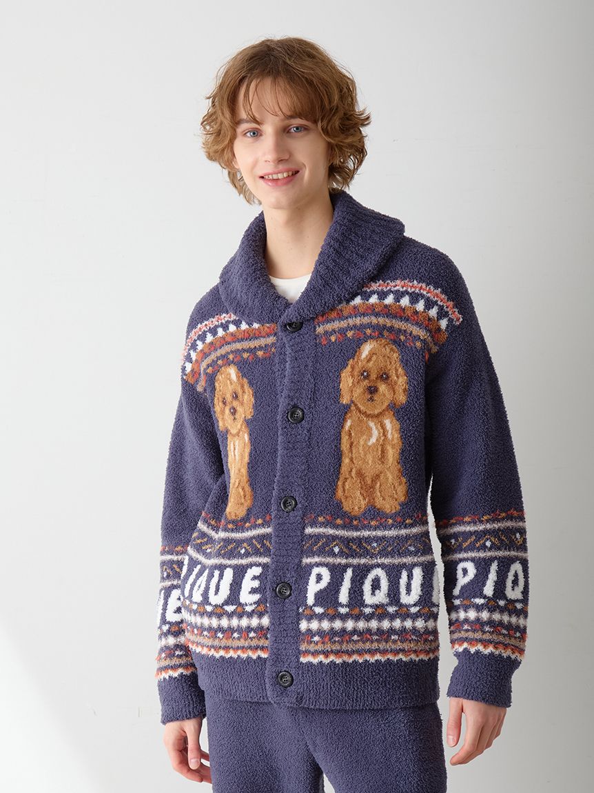 HOMME】 パウダーノルディック DOGジャガードカウチン(カーディガン
