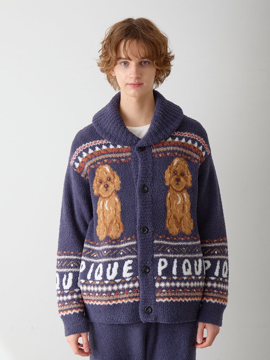HOMME】 パウダーノルディック DOGジャガードカウチン(カーディガン