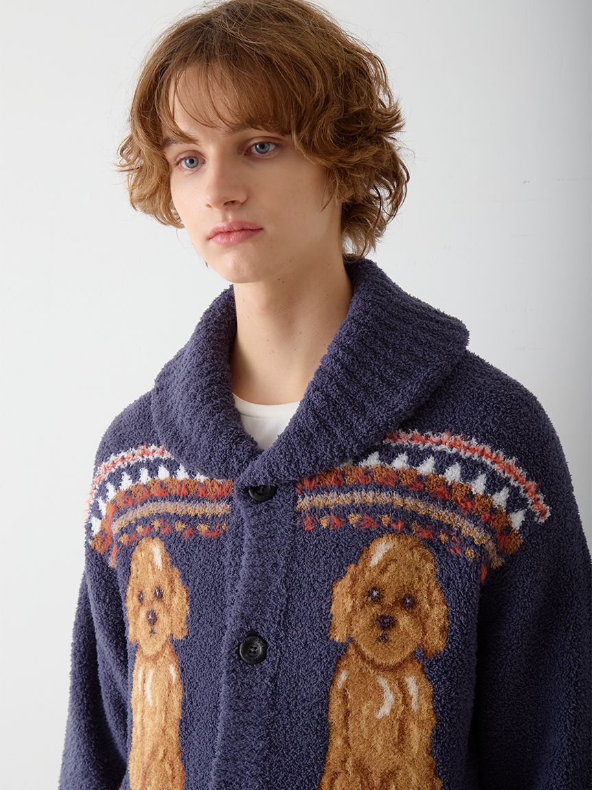HOMME】 パウダーノルディック DOGジャガードカウチン(カーディガン