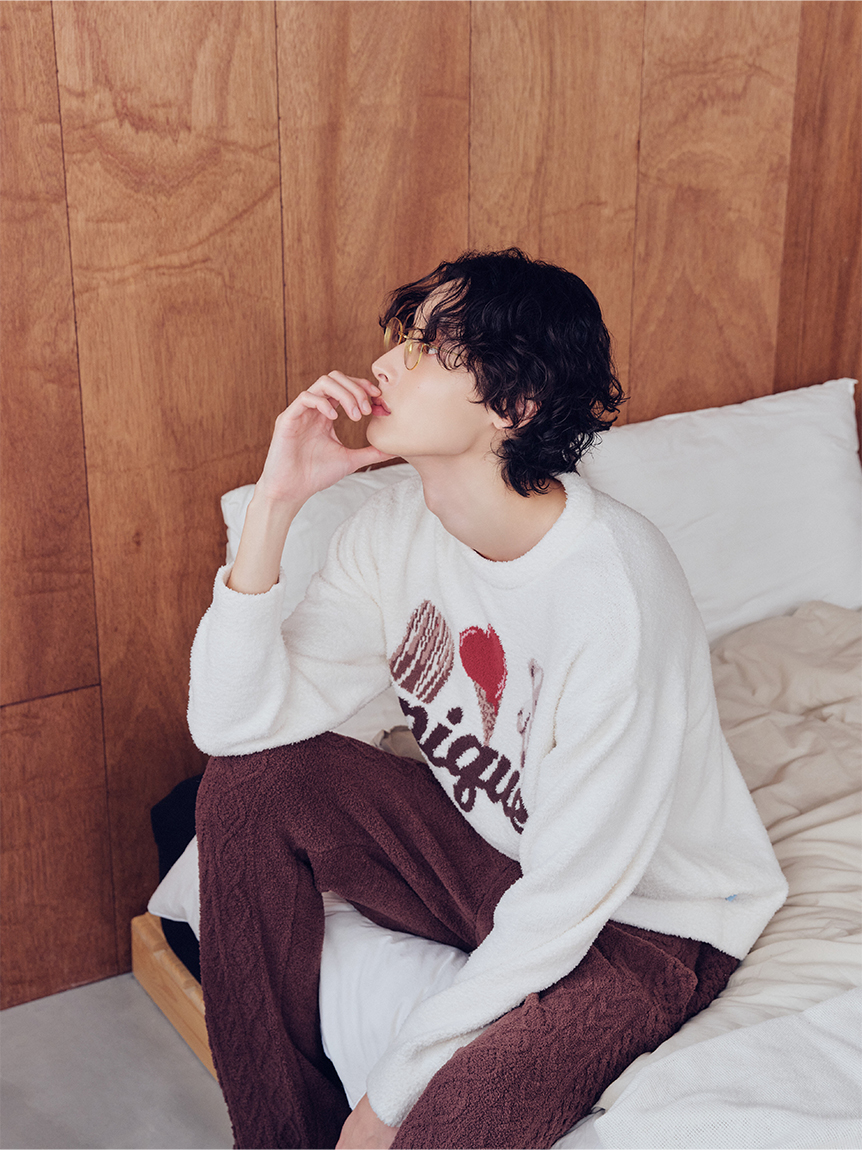HOMME】ワンポイントジャガードプルオーバー(ニットプルオーバー