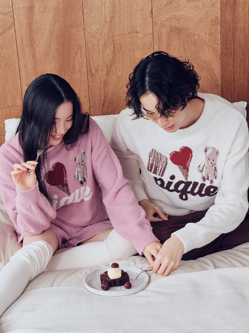 HOMME】ワンポイントジャガードプルオーバー(ニットプルオーバー