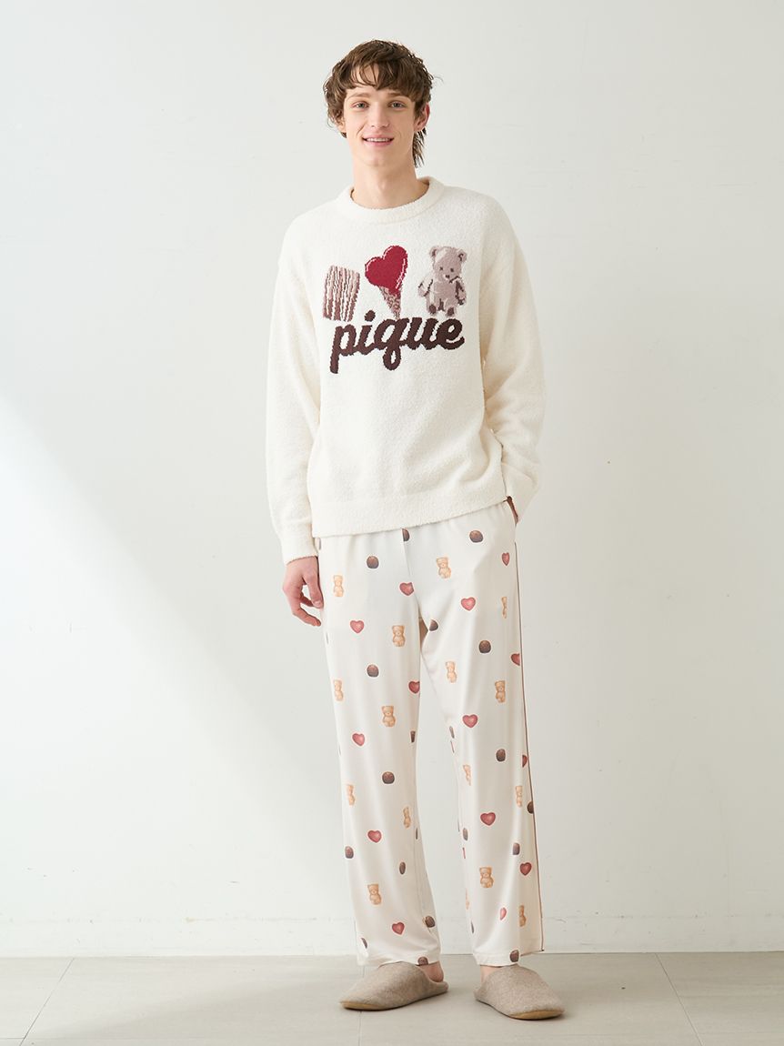 ソフトニットジェラートバニー バレンタイン Valentine】【HOMME】ワンポイントジャガードプルオーバー(ニットプル