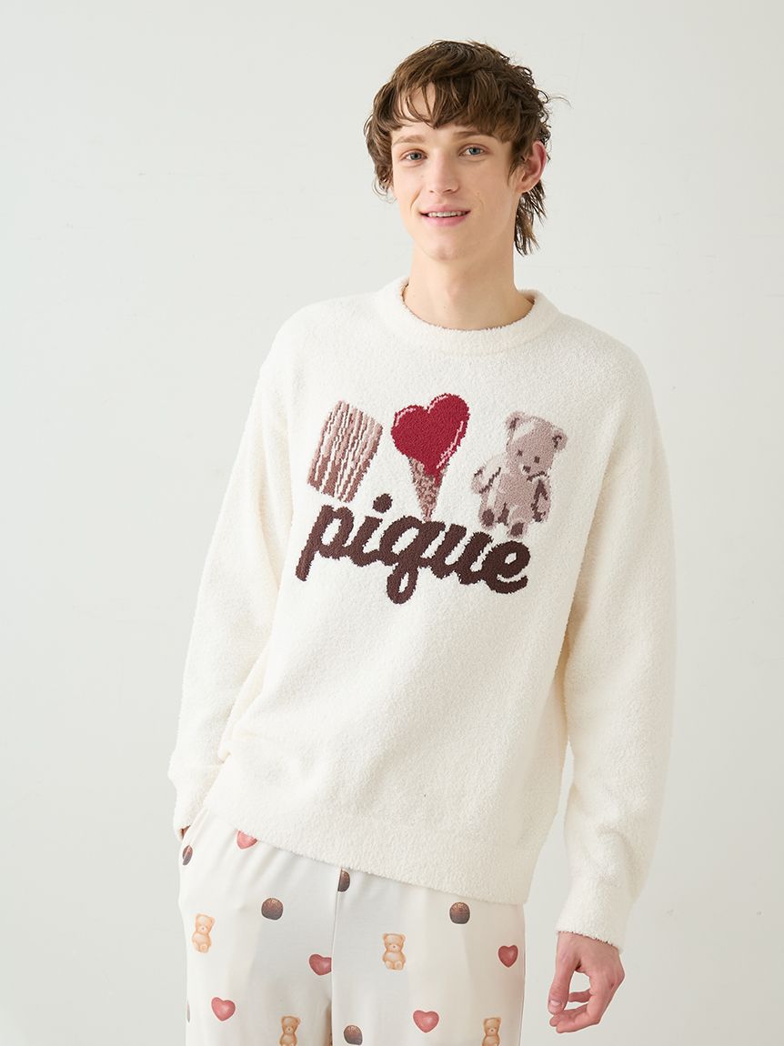 HOMME】ワンポイントジャガードプルオーバー(ニットプルオーバー