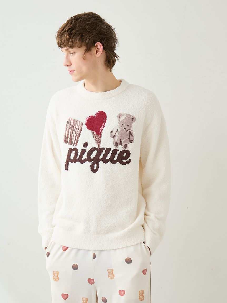 Gelato Pique ルームウェア 新品 HOMME】ワンポイントジャガードプルオーバー(ニットプルオーバー