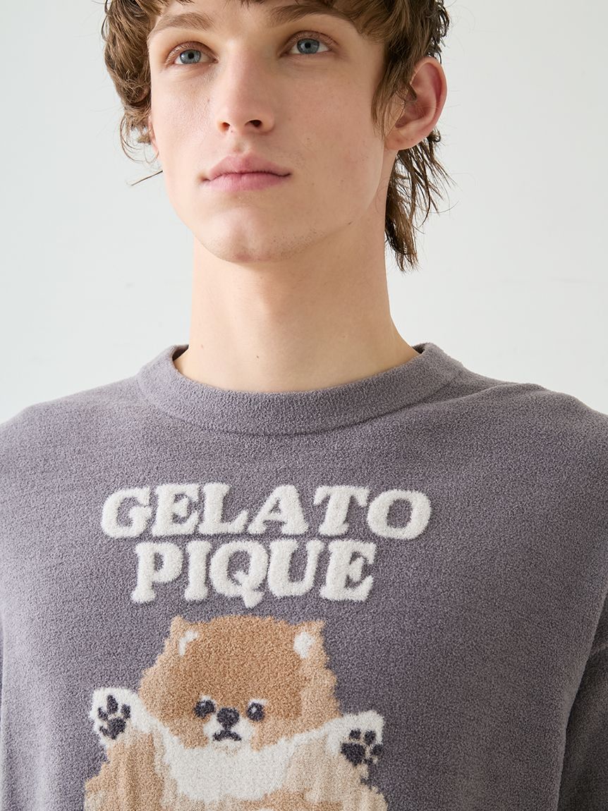 ジェラートピケパウダーDOGジャガードプルオーバーポメラニアングレー上下セット ジェラートピケ gelato pique 【CAT&DOG】ポメラニアジャガードプルー