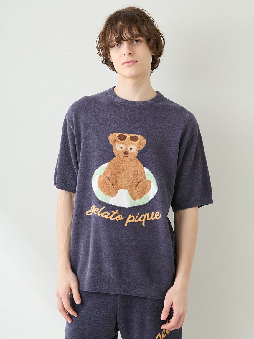 ONLINE限定】【HOMME】 サマーベアジャガードプルオーバー&ロゴ