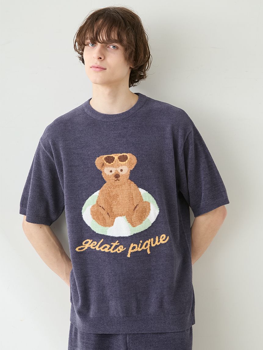 ONLINE限定】【HOMME】 サマーベアジャガードプルオーバー&ロゴ