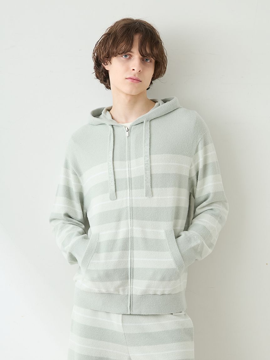 上下セット！調温スムーズィー 今期新作 HOMME】【接触冷感】スムーズィーliteクールランダムボーダーパーカ