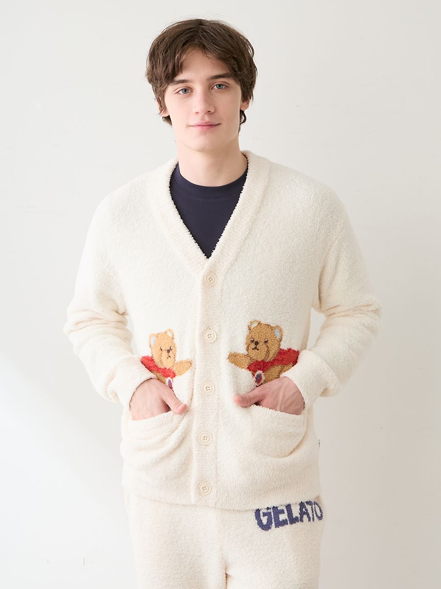 HOMME】ベビモコヒーローベアジャガードカーディガン(カーディガン