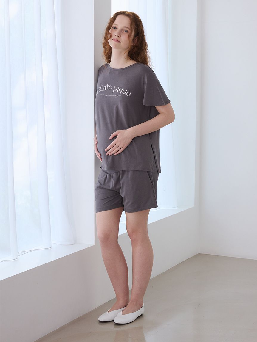 マタニティレーヨンロゴショートパンツ(ショートパンツ)｜ルームウェア