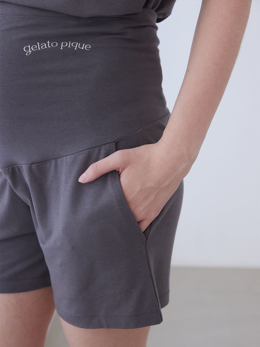 抗菌防臭】マタニティレーヨンロゴショートパンツ(ショートパンツ