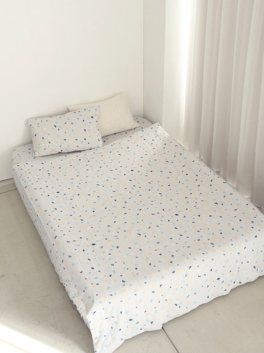 【YOSA】テラクールケット Sleep】テラゾー柄 抗菌加工接触冷感もちもちリバーシブルケット