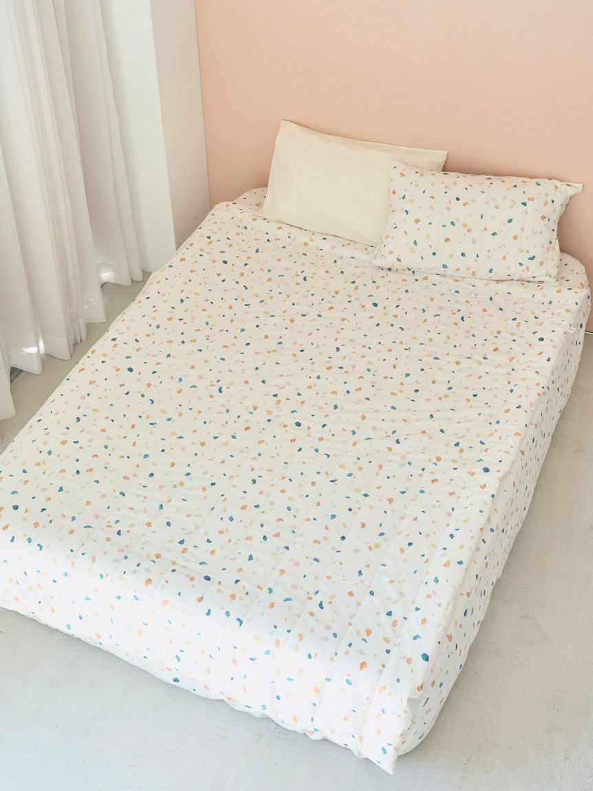 Sleep】テラゾー柄 抗菌加工接触冷感ボックスシーツ（セミダブル