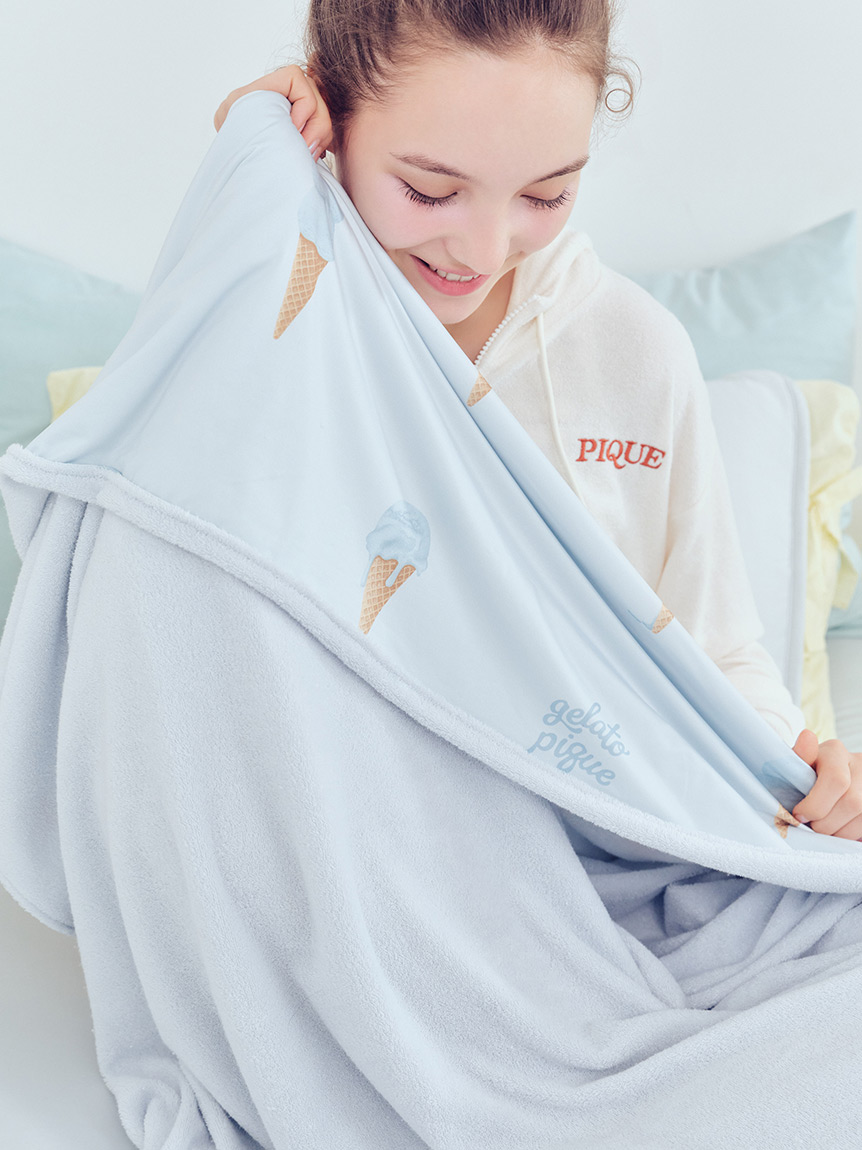 gelato pique【Sleep】アイスショップ柄 タオルケット Sleep】【接触冷感】【抗菌防臭】アイス柄 リバーシブルケット