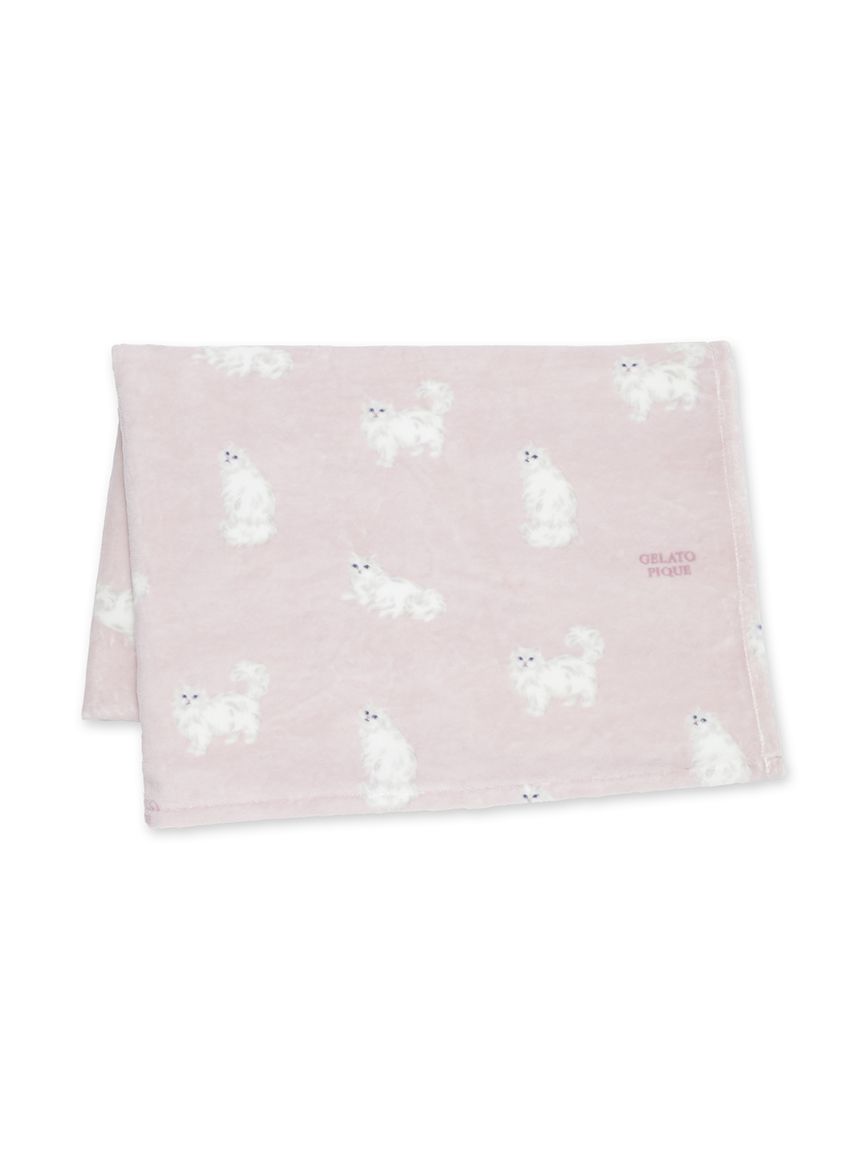 Sleep】【抗菌防臭】CAT柄コットン毛布(ブランケット・タオルケット