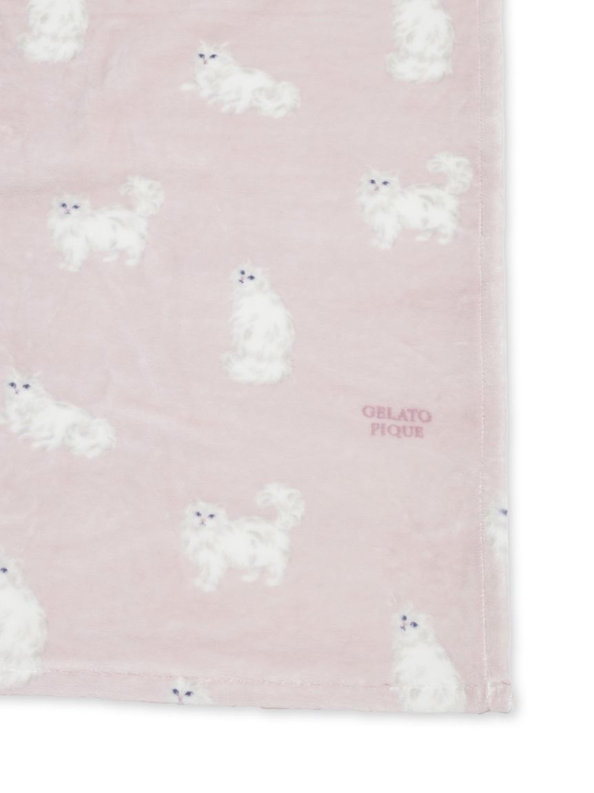 Sleep】【抗菌防臭】CAT柄コットン毛布(ブランケット・タオルケット