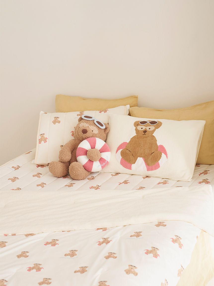 HOLIDAY・ちいさなベアプリント入りダブル敷きパッド ダブル Sleep】【接触冷感】サマーベア柄敷きパッド（ダブル）(ボックスシーツ