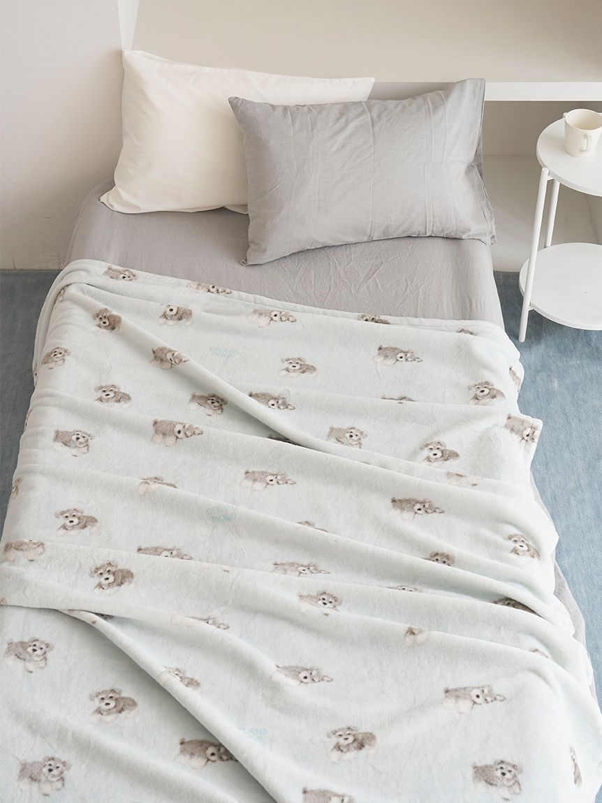 ジェラートピケ ドッグ柄毛布 Sleep】DOG柄コットン毛布(ブランケット・タオルケット)｜ルームウェア