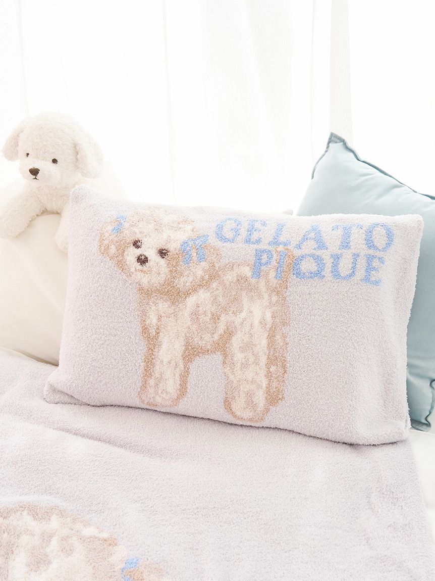 ジェラートピケ　DOG　ジャガード　ピローケース 耳　枕カバー Sleep】リボンDOGモチーフジャガードピローケース(枕カバー)｜ルーム