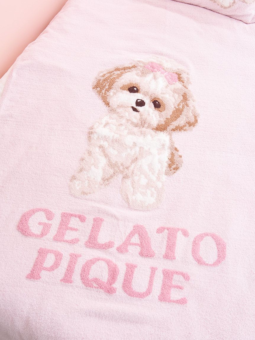 Sleep】リボンDOGモチーフジャガードマルチカバー(ブランケット