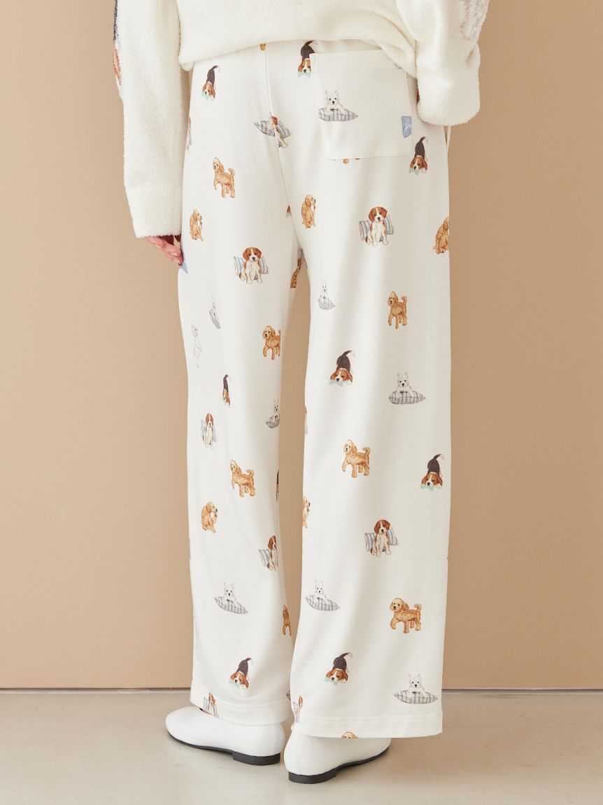UNISEX】プレイフルDOG柄ロングパンツ(ボトムス)｜ルームウェア