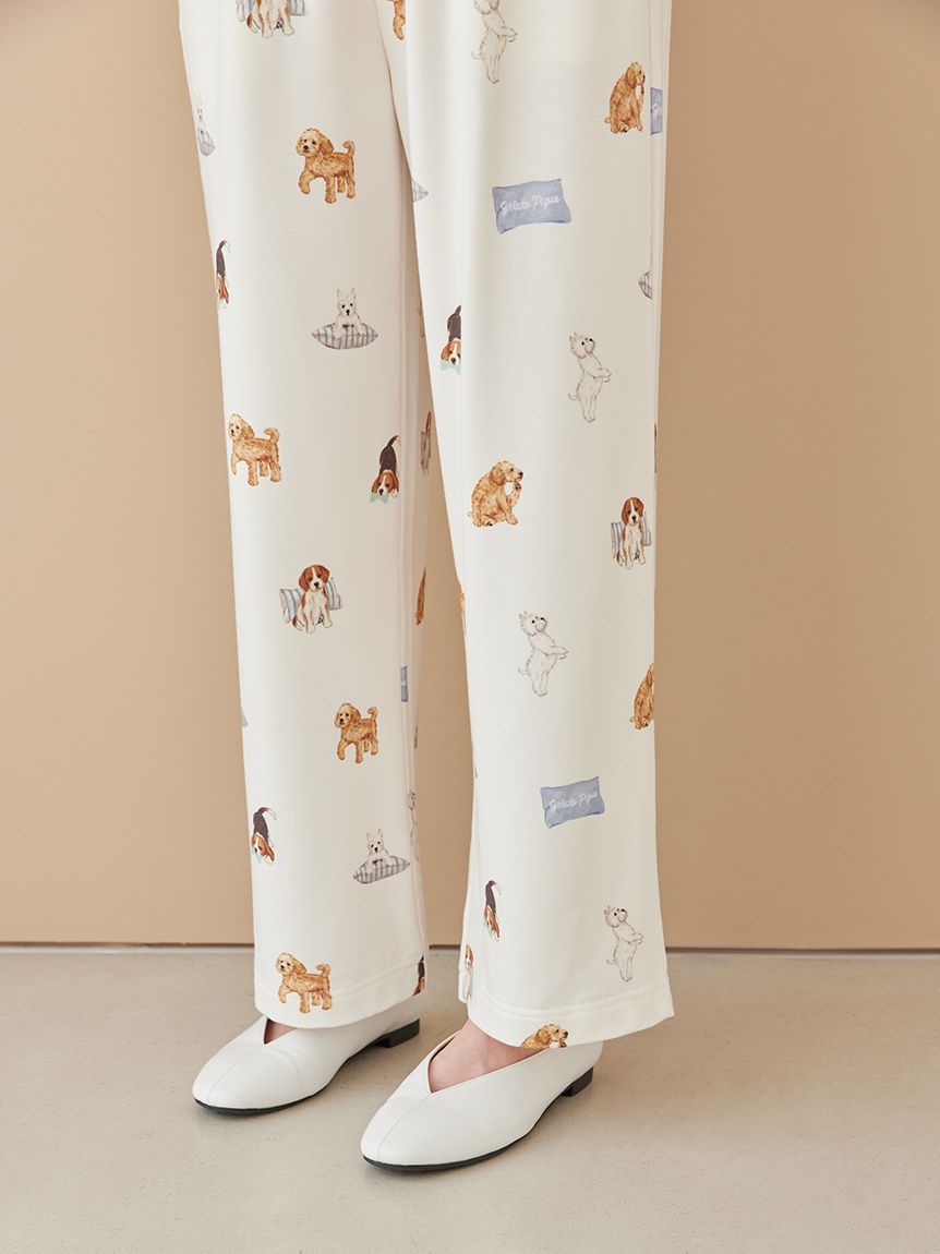最終値下げ ジェラートピケ 【UNISEX】プレイフルDOG柄ロングパンツ UNISEX】プレイフルDOG柄ロングパンツ(ボトムス)｜ルームウェア
