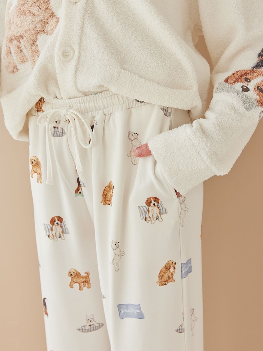 UNISEX】プレイフルDOG柄ロングパンツ(ボトムス)｜ルームウェア