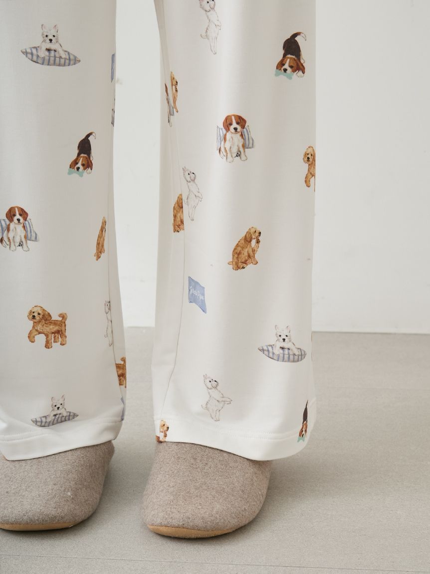 UNISEX】プレイフルDOG柄ロングパンツ(ボトムス)｜ルームウェア