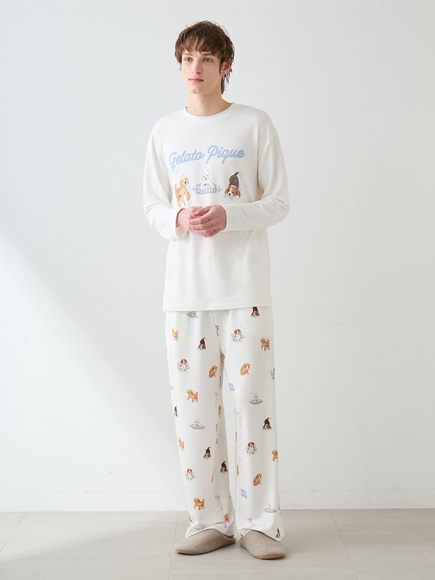 UNISEX】プレイフルDOG柄ロングパンツ(ボトムス)｜ルームウェア