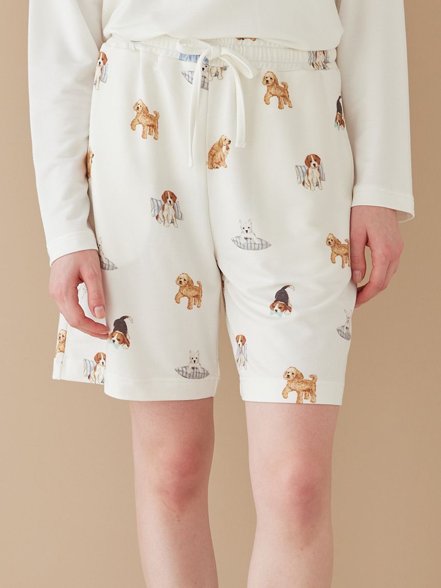 UNISEX】プレイフルDOG柄ハーフパンツ(ボトムス)｜ルームウェア