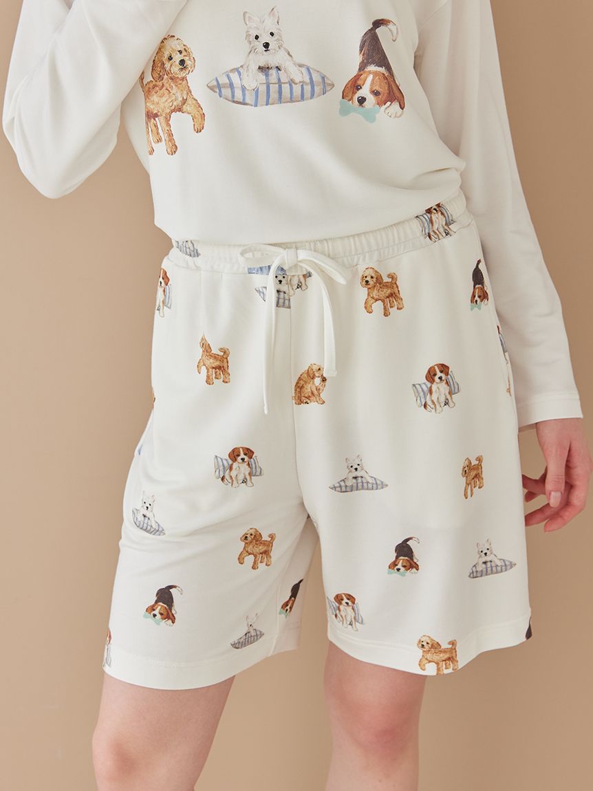 UNISEX】プレイフルDOG柄ハーフパンツ(ボトムス)｜ルームウェア