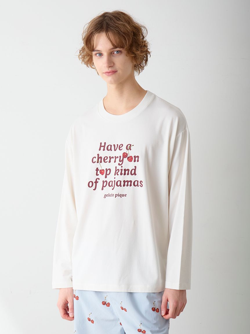 UNISEX】チェリー柄ワンポイントロンT(トップス)｜ルームウェア