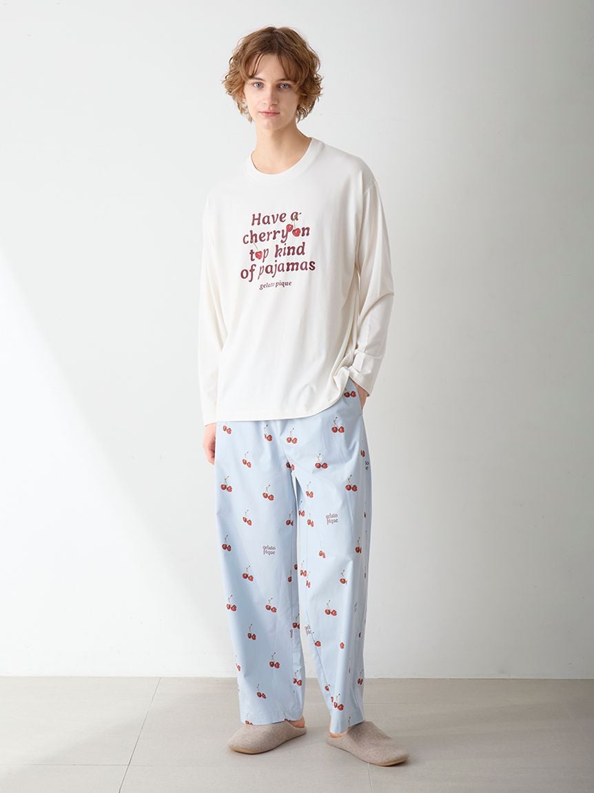 UNISEX】チェリー柄ワンポイントロンT(トップス)｜ルームウェア
