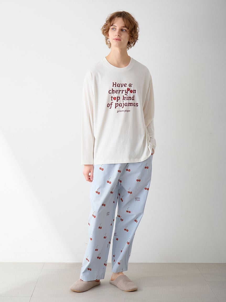 UNISEX】チェリー柄ワンポイントロンT(トップス)｜ルームウェア