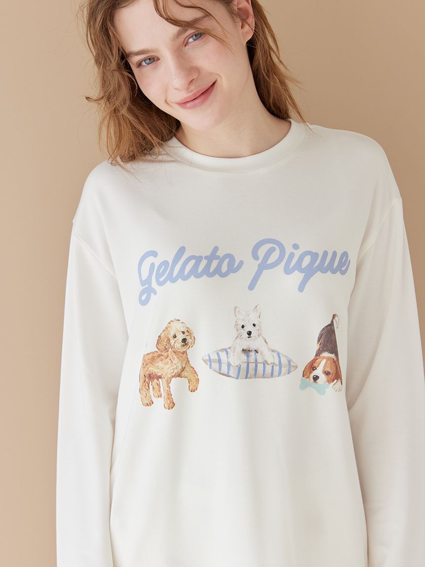 UNISEX】プレイフルDOGワンポイントロンT(トップス)｜ルームウェア
