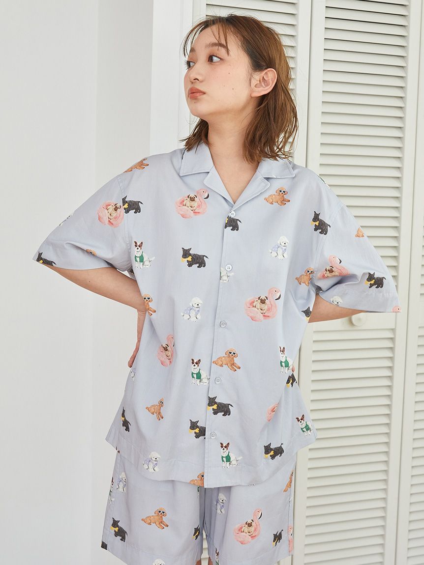 UNISEX】SUMMER DOG総柄ハーフパンツ(ボトムス)｜ルームウェア