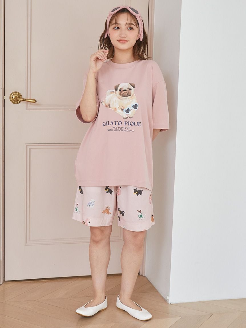UNISEX】SUMMER DOG総柄ハーフパンツ(ボトムス)｜ルームウェア