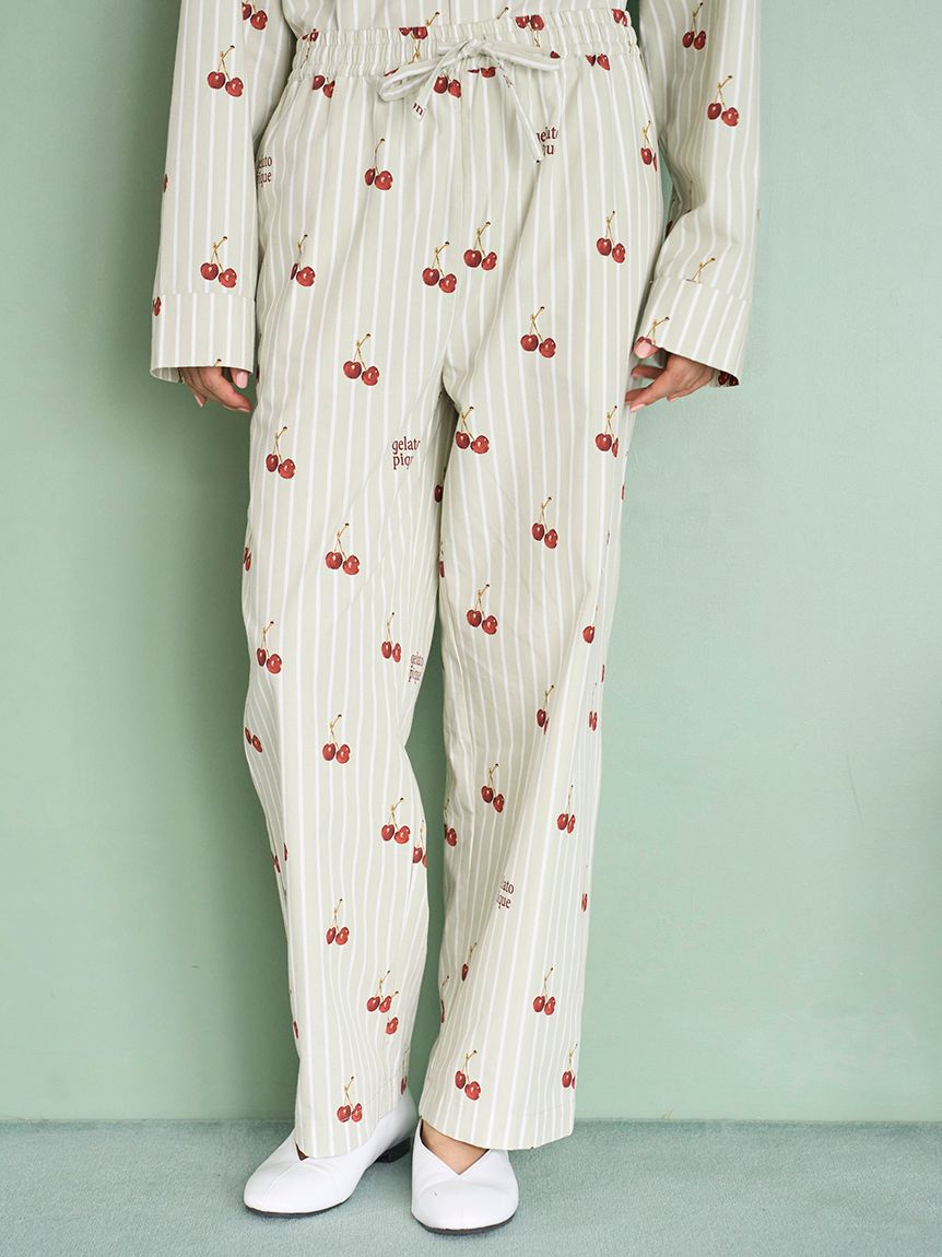 UNISEX】チェリー柄ロングパンツ(ボトムス)｜ルームウェア・パジャマ
