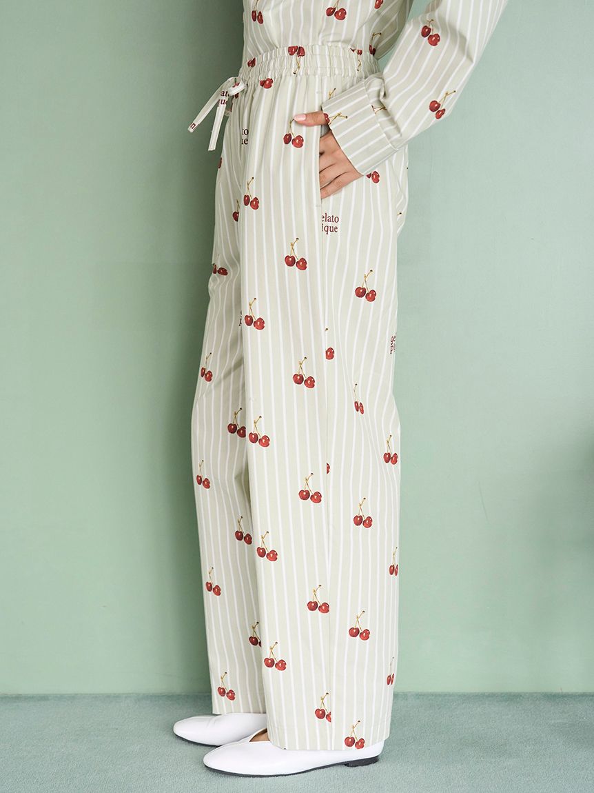 UNISEX】チェリー柄ロングパンツ(ボトムス)｜ルームウェア・パジャマ